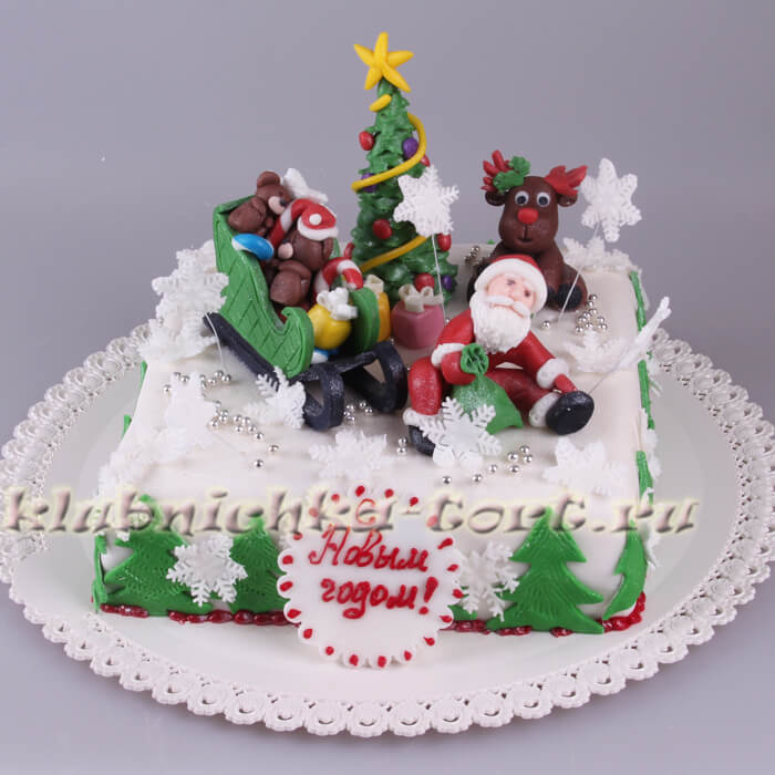 Новогодний торт "Подарки Деда Мороза" 1800руб/кг + 2500руб фигурки
